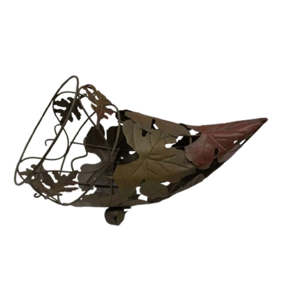 T2 Metal Cornucopia Horn Of Plenty Basket Thanksgiving Fall Table Decor 12"x6"